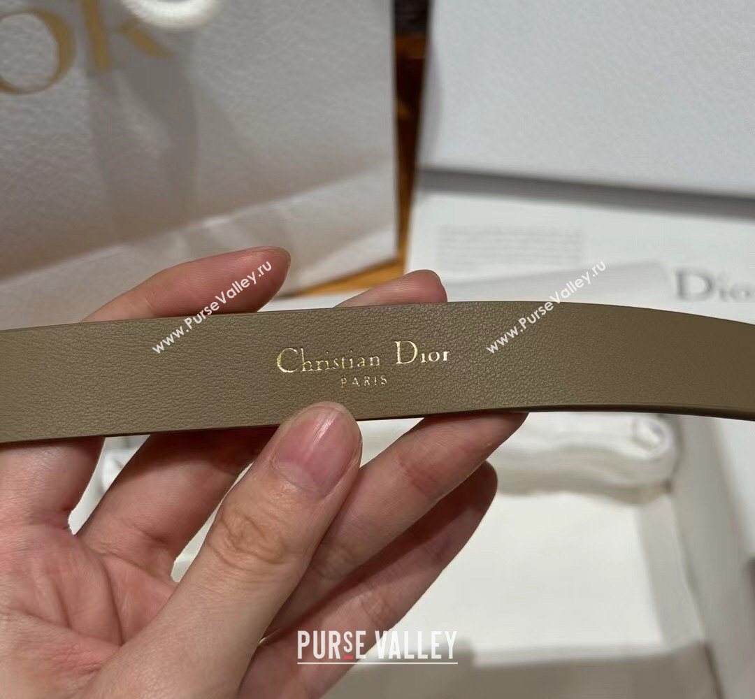 Dior Saddle Loop Belt 2cm in Smooth Leather with CD Pin Buckle Khaki/Gold 2026 DR031705 (99-260317027)