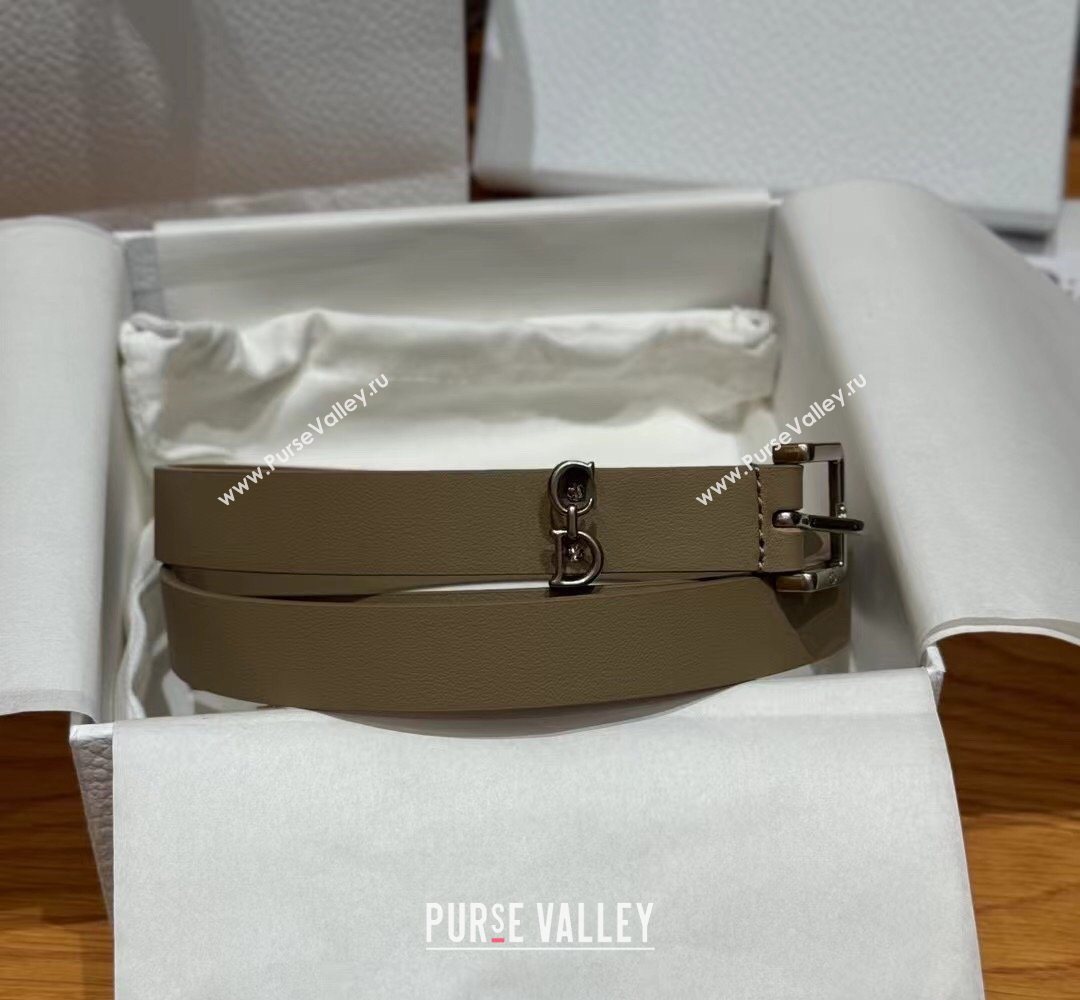 Dior Saddle Loop Belt 2cm in Smooth Leather with CD Pin Buckle Khaki/Silver 2026 DR031705 (99-260317028)