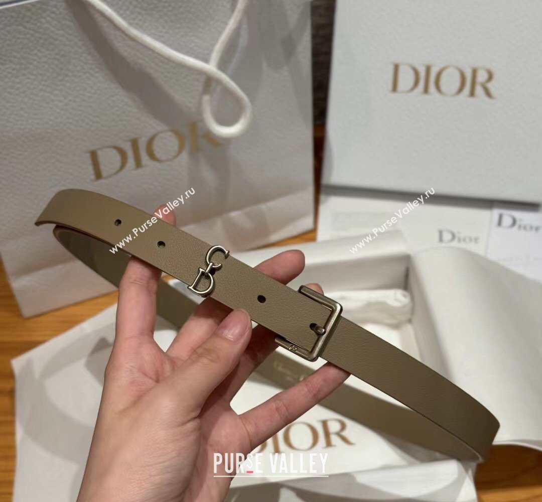 Dior Saddle Loop Belt 2cm in Smooth Leather with CD Pin Buckle Khaki/Silver 2026 DR031705 (99-260317028)