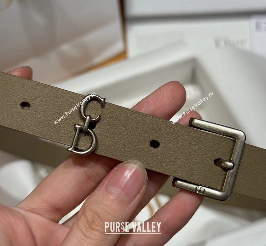 Dior Saddle Loop Belt 2cm in Smooth Leather with CD Pin Buckle Khaki/Silver 2026 DR031705 (99-260317028)