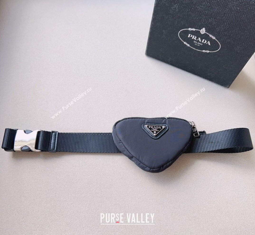 Prada Heart Belt Bag Nylon Fabric Black 2023 1018 (99-231018175)