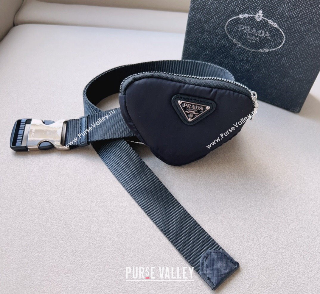 Prada Heart Belt Bag Nylon Fabric Black 2023 1018 (99-231018175)