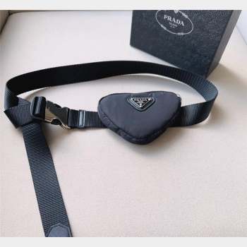 Prada Heart Belt Bag Nylon Fabric Black 2023 1018 (99-231018175)