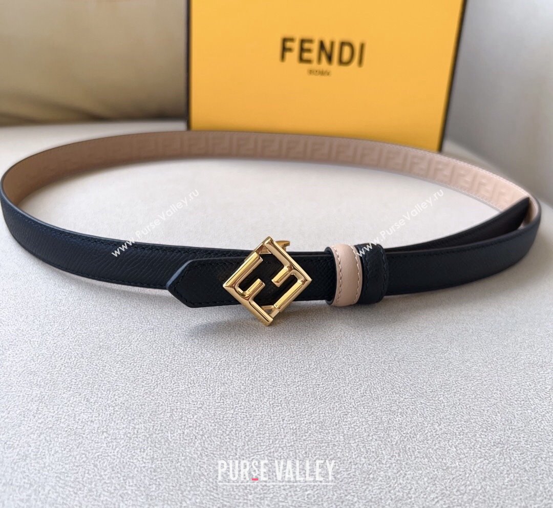 Fendi FF Diamonds Belt 2cm in Calfskin Black Nude 2023 FE10182 (99-231018162)