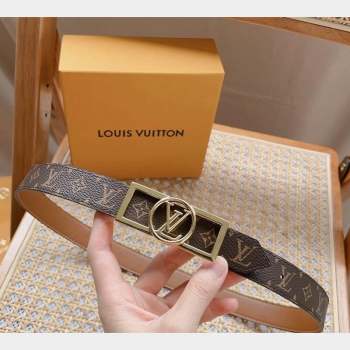 Louis Vuitton Monogram Canvas Belt 2.5cm with Gold LV Framed Buckle 2023 LV10187 (99-231018125)