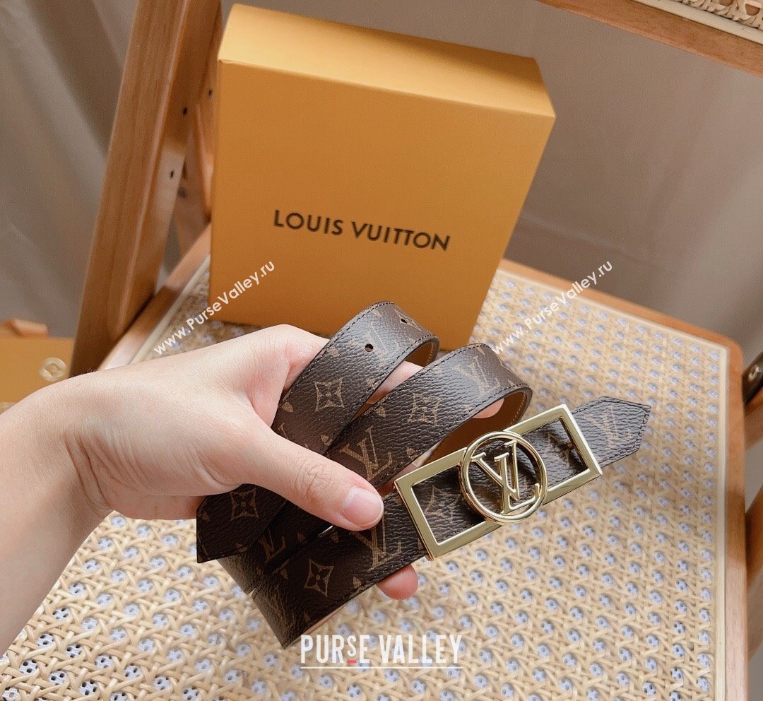 Louis Vuitton Monogram Canvas Belt 2.5cm with Gold LV Framed Buckle 2023 LV10187 (99-231018125)