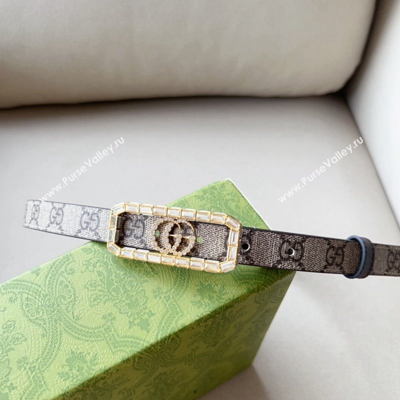 Gucci GG Canvas Belt 2cm with Crystal Framed Buckle Beige 2023 GG10181 (99-231018170)