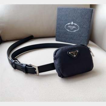 Prada Airpods Belt Bag Leather Belt in Nylon and Leather Black 2023 (99-231018174)