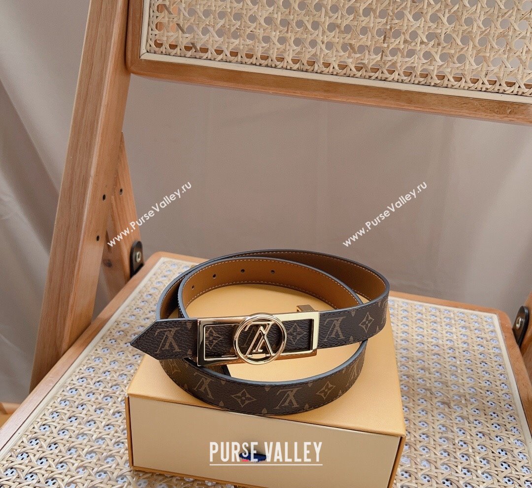 Louis Vuitton Monogram Canvas Belt 2.5cm with Gold LV Framed Buckle 2023 LV10187 (99-231018125)