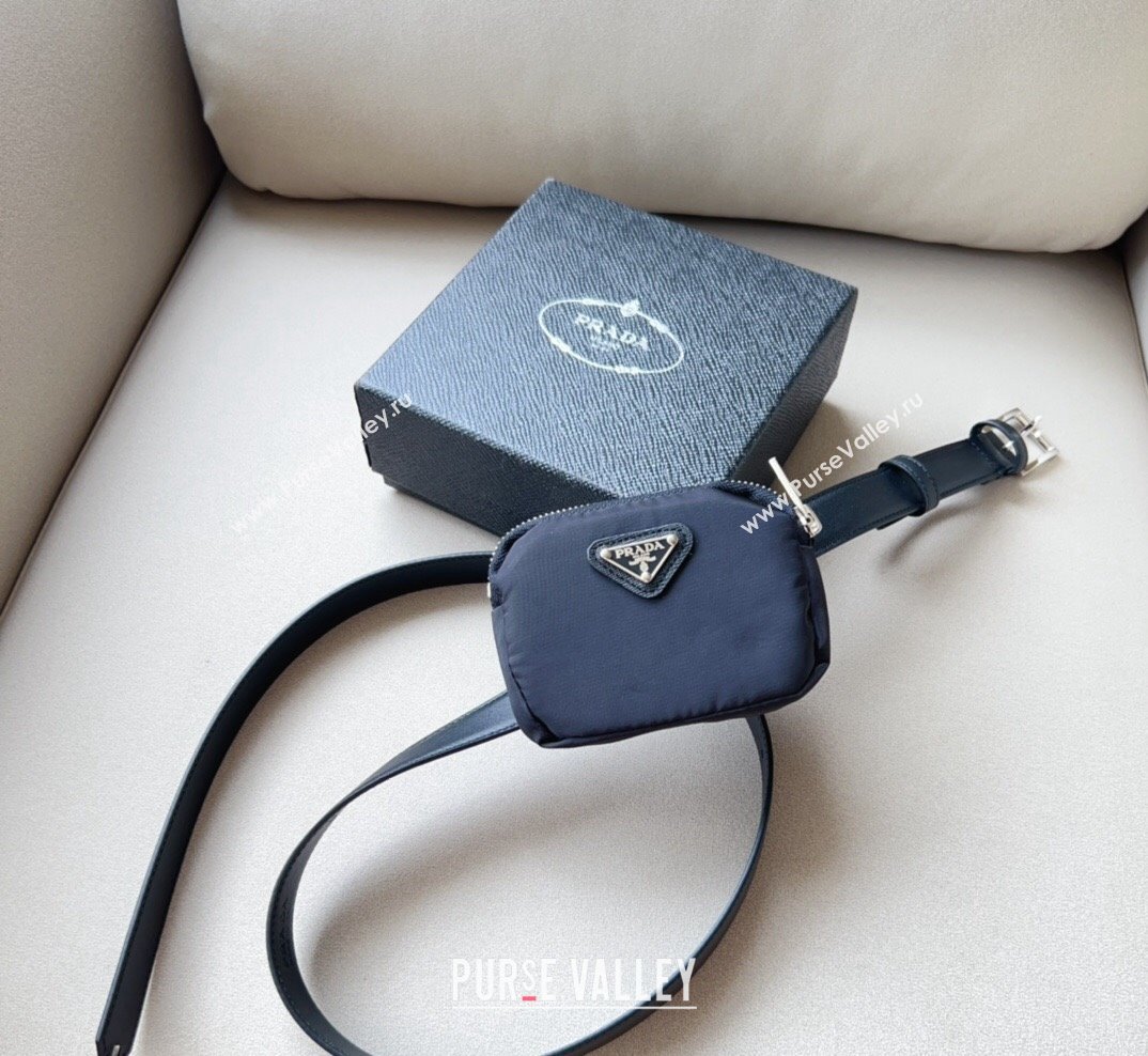 Prada Airpods Belt Bag Leather Belt in Nylon and Leather Black 2023 (99-231018174)