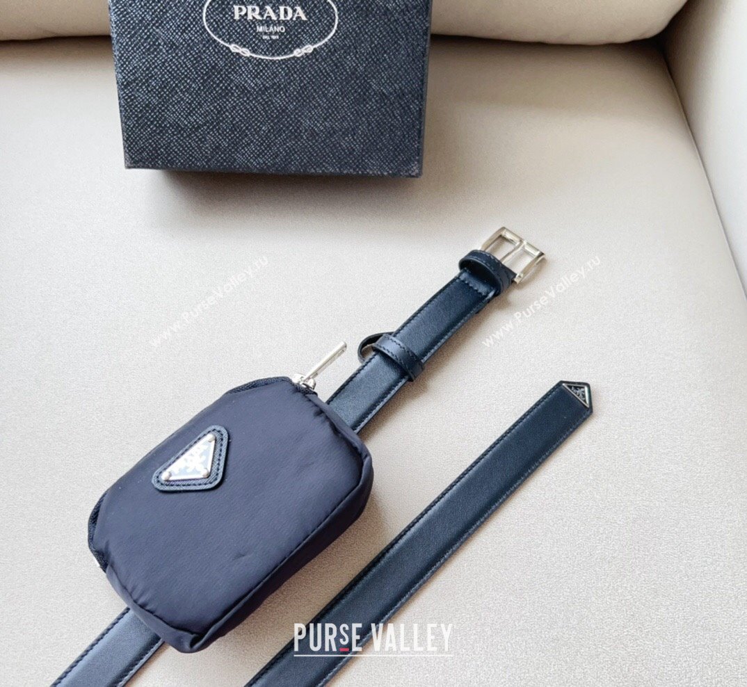 Prada Airpods Belt Bag Leather Belt in Nylon and Leather Black 2023 (99-231018174)