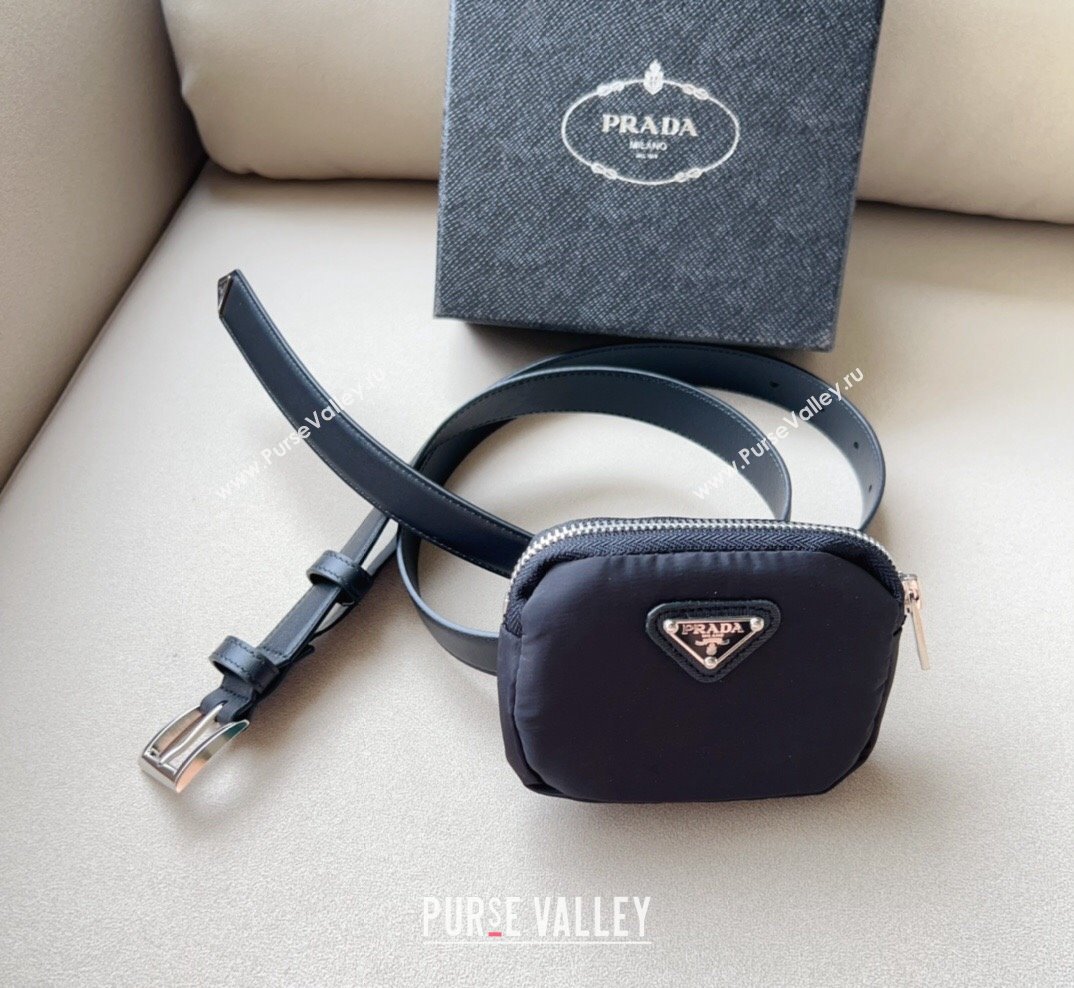 Prada Airpods Belt Bag Leather Belt in Nylon and Leather Black 2023 (99-231018174)