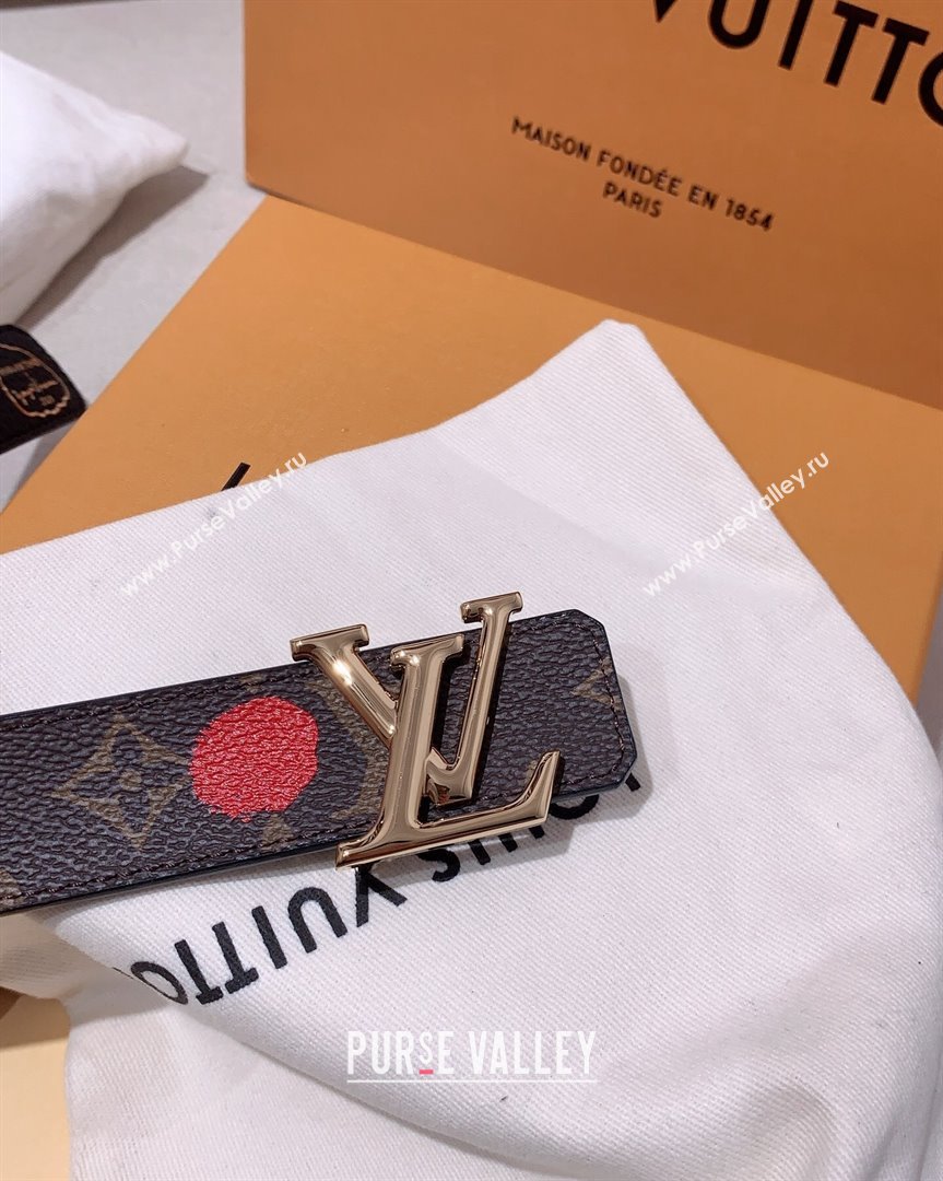 Louis Vuitton Dots Painted Rversible Belt 3cm with Gold LV Buckle 1 2023 LV10181 (99-231018137)