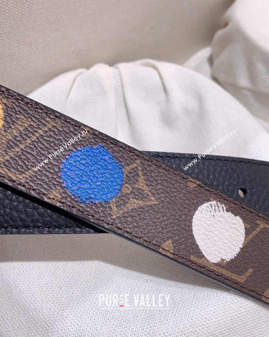 Louis Vuitton Dots Painted Rversible Belt 3cm with Gold LV Buckle 1 2023 LV10181 (99-231018137)