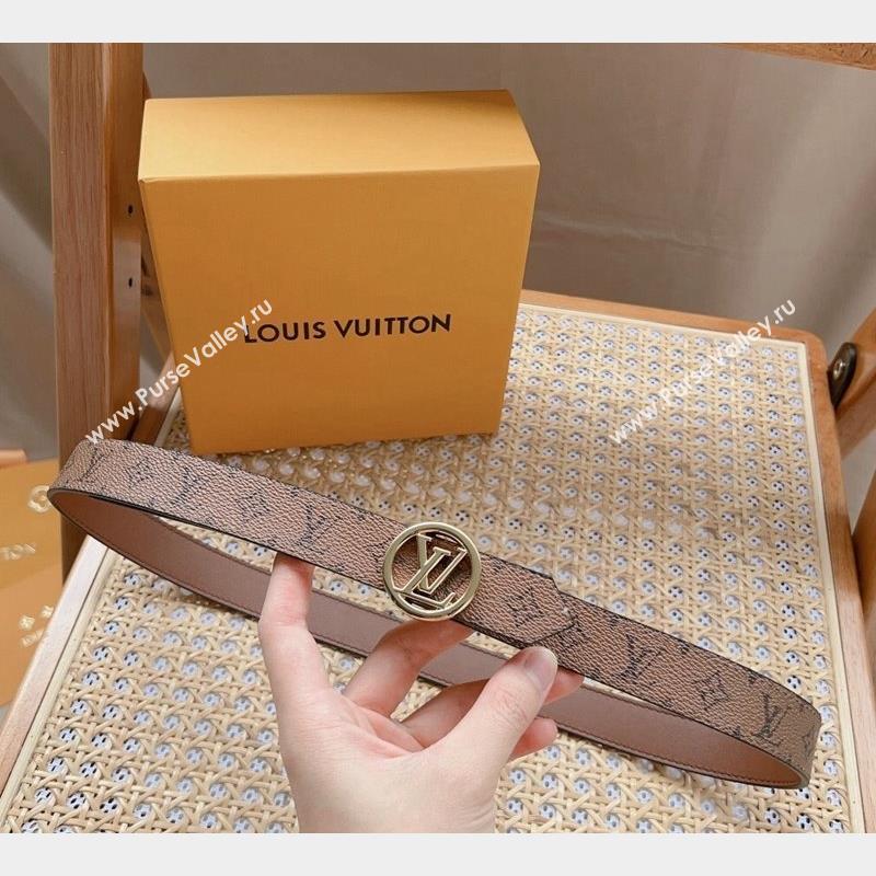 Louis Vuitton Monogram Reverse Canvas Belt 2.5cm with LV Cricle Buckle 2023 LV10187 (99-231018128)