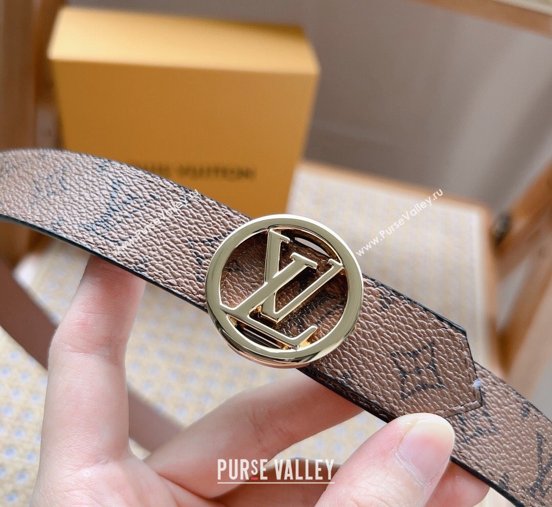 Louis Vuitton Monogram Reverse Canvas Belt 2.5cm with LV Cricle Buckle 2023 LV10187 (99-231018128)