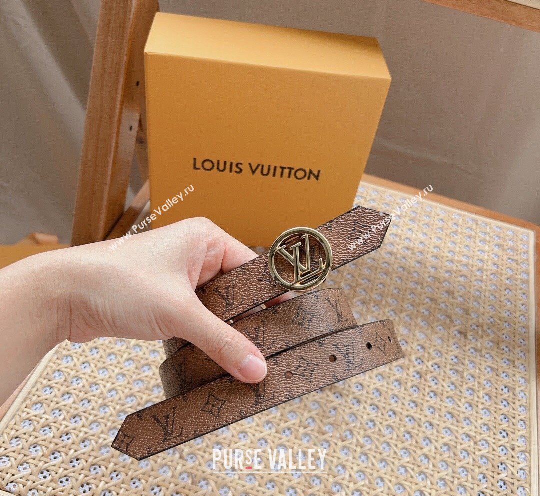 Louis Vuitton Monogram Reverse Canvas Belt 2.5cm with LV Cricle Buckle 2023 LV10187 (99-231018128)