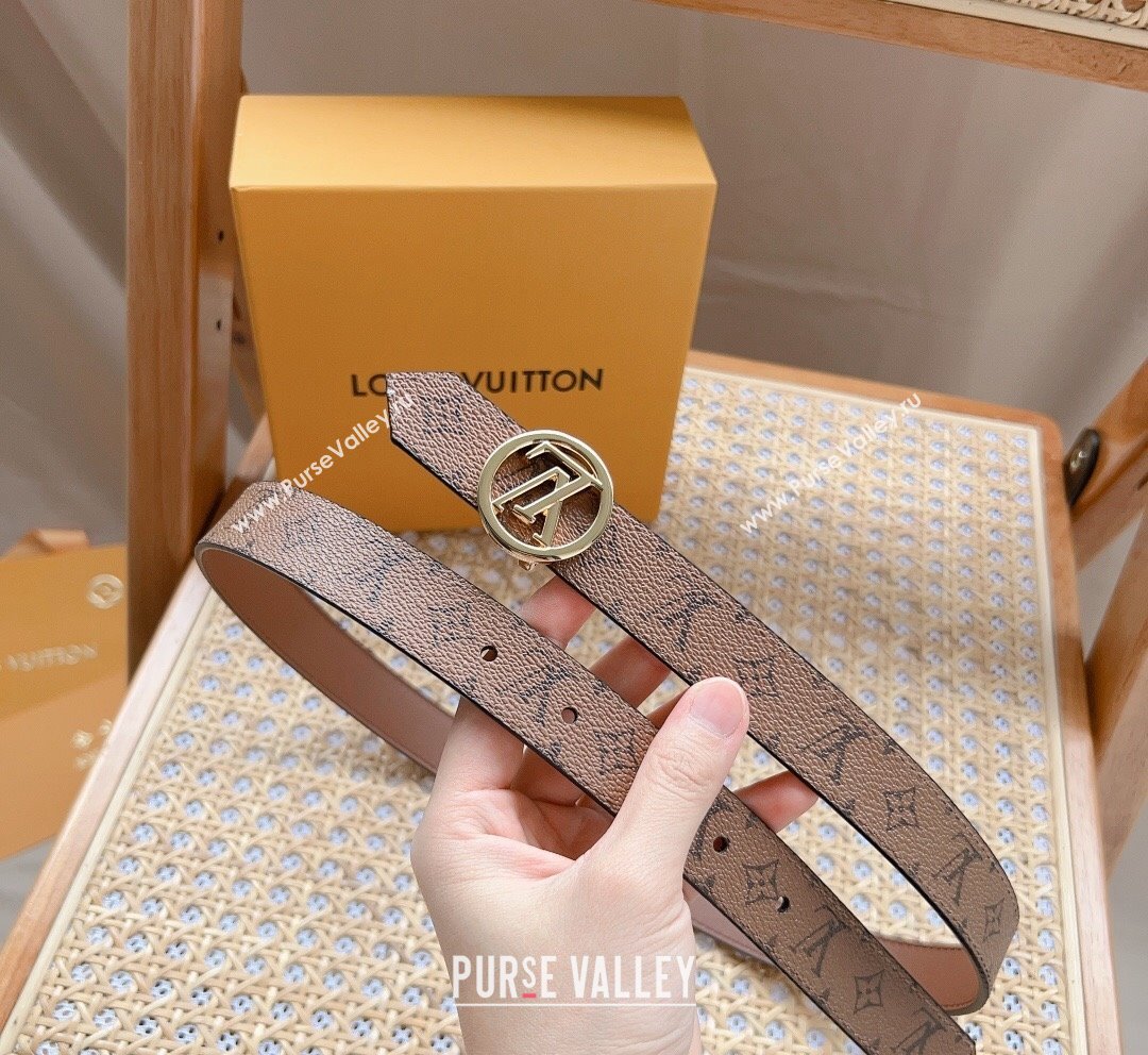 Louis Vuitton Monogram Reverse Canvas Belt 2.5cm with LV Cricle Buckle 2023 LV10187 (99-231018128)