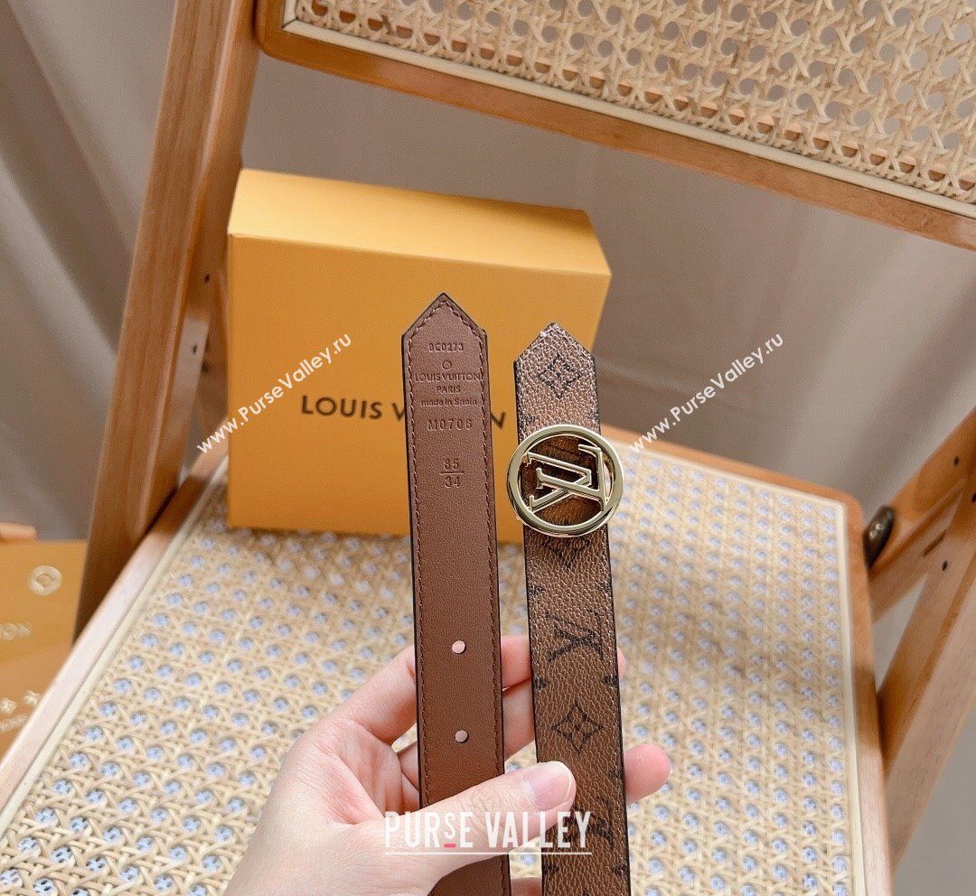 Louis Vuitton Monogram Reverse Canvas Belt 2.5cm with LV Cricle Buckle 2023 LV10187 (99-231018128)