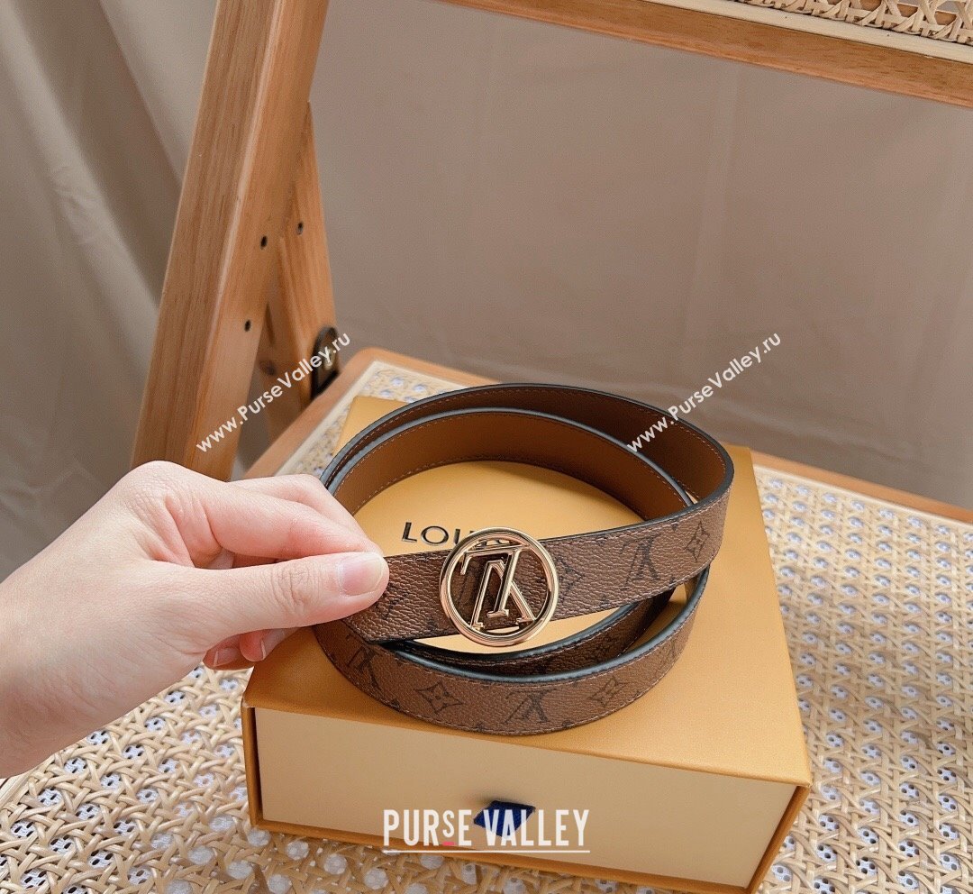 Louis Vuitton Monogram Reverse Canvas Belt 2.5cm with LV Cricle Buckle 2023 LV10187 (99-231018128)