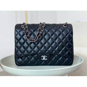 Chanel Lambskin Classic Maxi Flap Bag A58601 Black/Silver 2023 (SM-231227009)