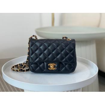 Chanel Lambskin Classic Mini Square Flap Bag A35200 Black/Gold 2023 (SM-231227002)