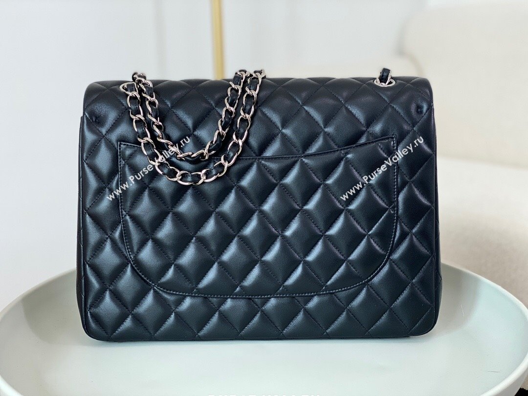 Chanel Lambskin Classic Maxi Flap Bag A58601 Black/Silver 2023 (SM-231227009)