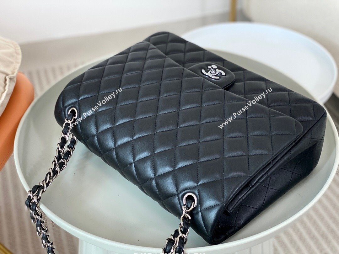 Chanel Lambskin Classic Maxi Flap Bag A58601 Black/Silver 2023 (SM-231227009)