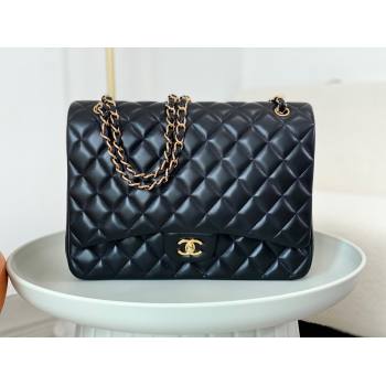 Chanel Lambskin Classic Maxi Flap Bag A58601 Black/Gold 2023 (SM-231227010)