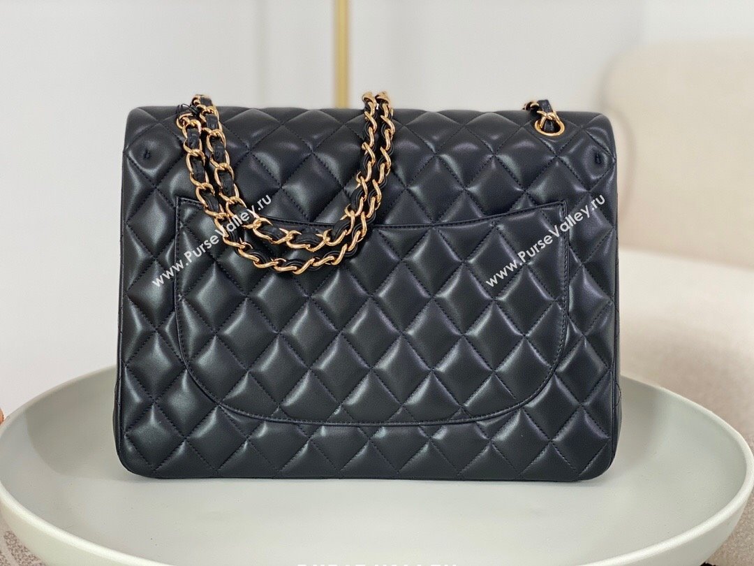 Chanel Lambskin Classic Maxi Flap Bag A58601 Black/Gold 2023 (SM-231227010)