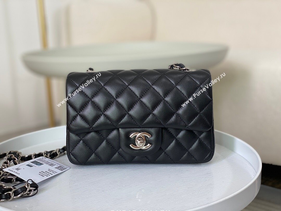 Chanel Lambskin Classic Mini Flap Bag A69900 Black/Silver 2023 (SM-231227003)