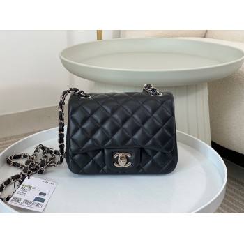 Chanel Lambskin Classic Mini Square Flap Bag A35200 Black/Silver 2023 (SM-231227001)