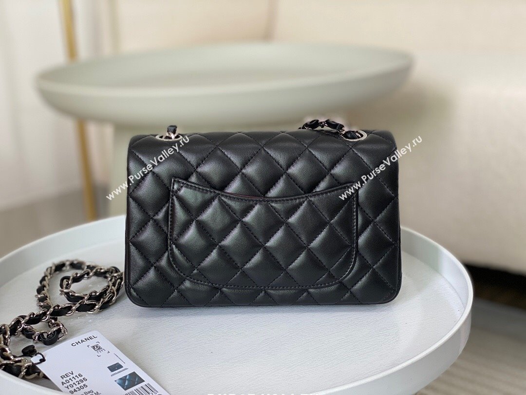 Chanel Lambskin Classic Mini Flap Bag A69900 Black/Silver 2023 (SM-231227003)