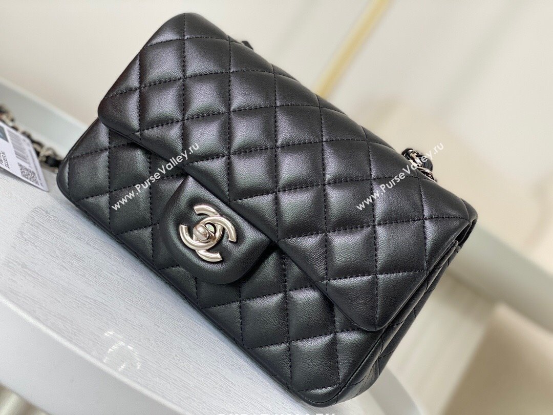 Chanel Lambskin Classic Mini Flap Bag A69900 Black/Silver 2023 (SM-231227003)