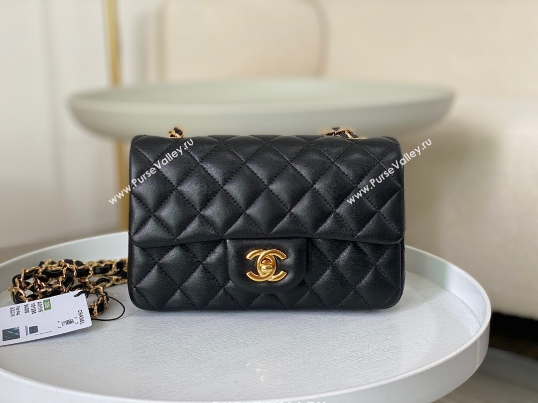 Chanel Lambskin Classic Mini Flap Bag A69900 Black/Gold 2023 (SM-231227004)