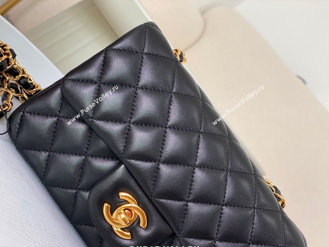 Chanel Lambskin Classic Mini Flap Bag A69900 Black/Gold 2023 (SM-231227004)