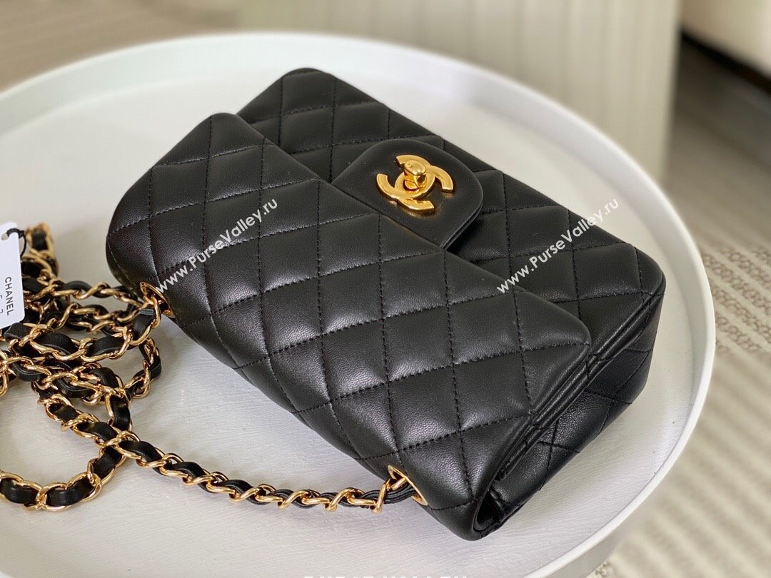 Chanel Lambskin Classic Mini Flap Bag A69900 Black/Gold 2023 (SM-231227004)