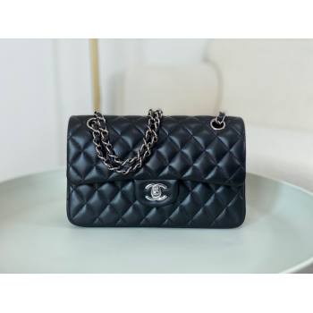 Chanel Lambskin Classic Small Flap Bag A01113 Black/Silver 2023 (SM-231227005)