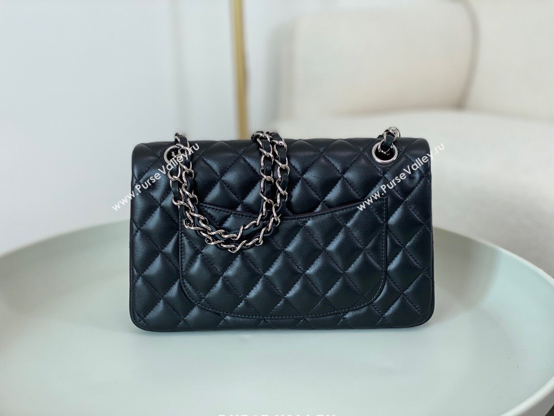 Chanel Lambskin Classic Small Flap Bag A01113 Black/Silver 2023 (SM-231227005)