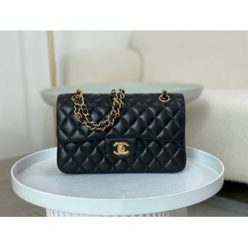 Chanel Lambskin Classic Small Flap Bag A01113 Black/Gold 2023 (SM-231227006)