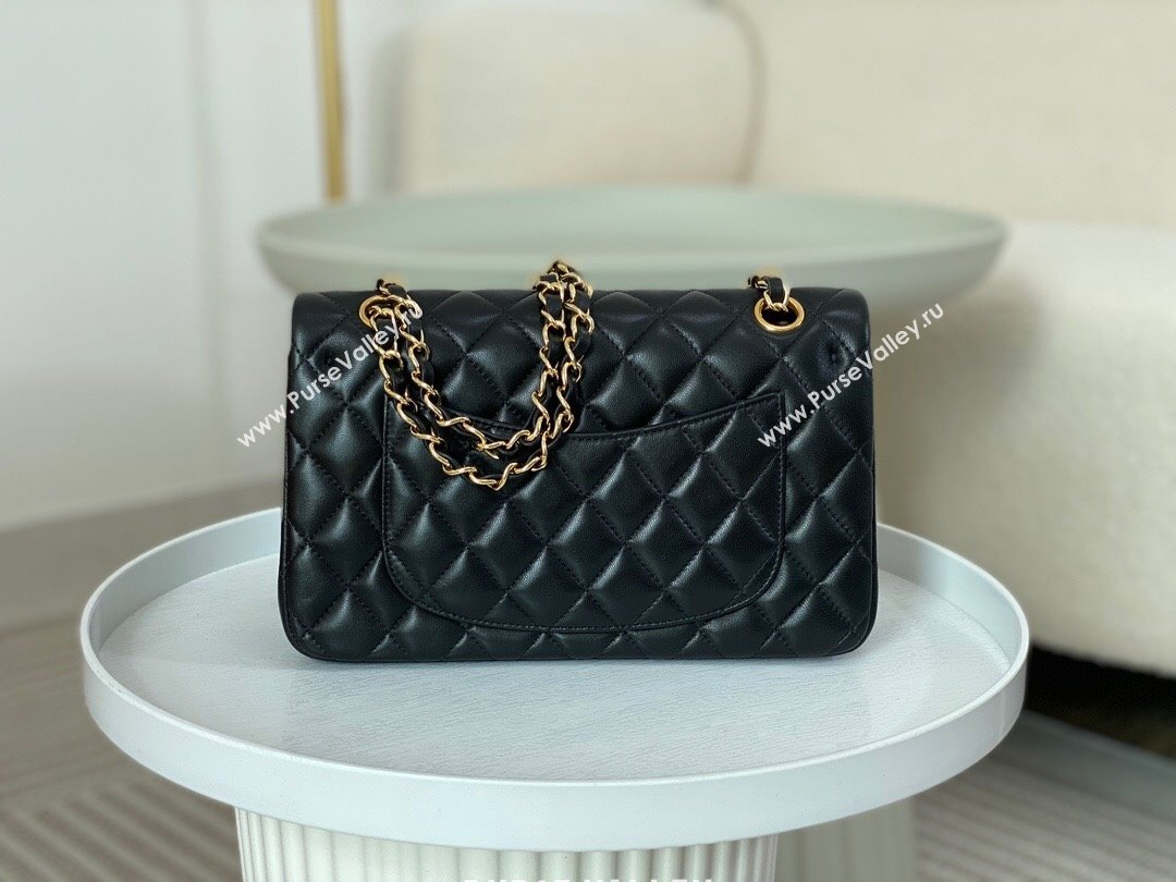 Chanel Lambskin Classic Small Flap Bag A01113 Black/Gold 2023 (SM-231227006)