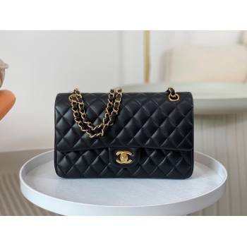 Chanel Lambskin Classic Medium Flap Bag A01112 Black/Gold 2023 (SM-231227008)