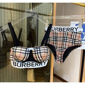 Burberry Two Pieces Check Swimwear Beige 2024 030601 (XMN-240306048)