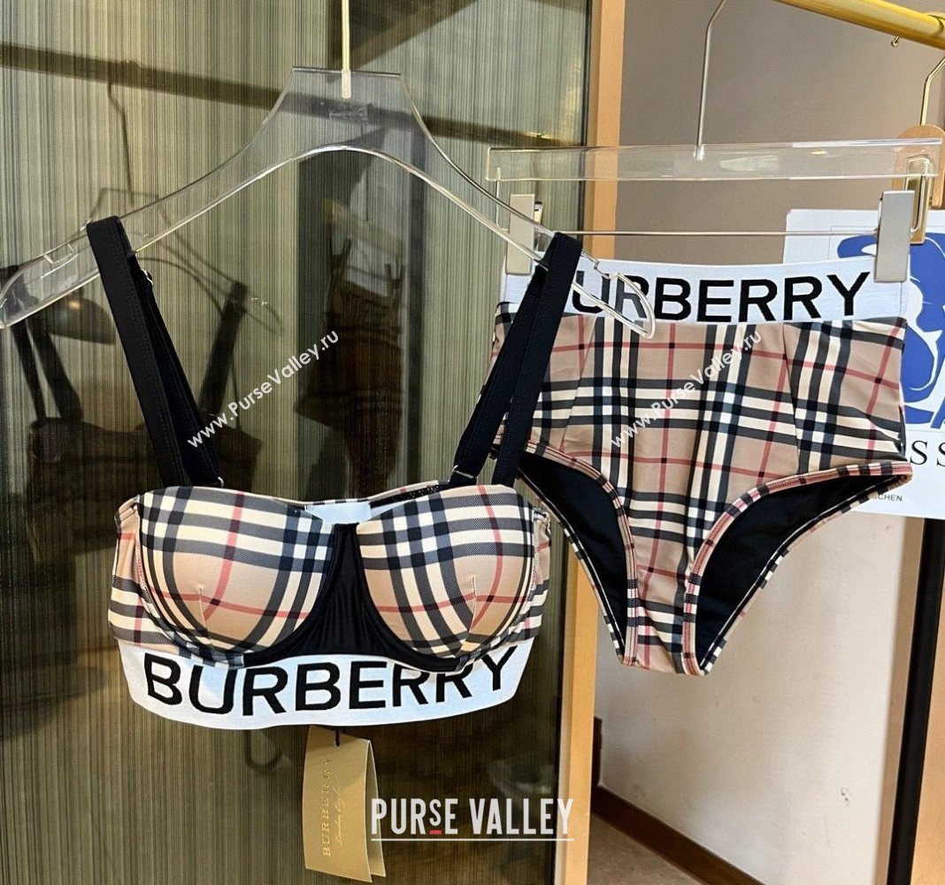 Burberry Two Pieces Check Swimwear Beige 2024 030601 (XMN-240306048)