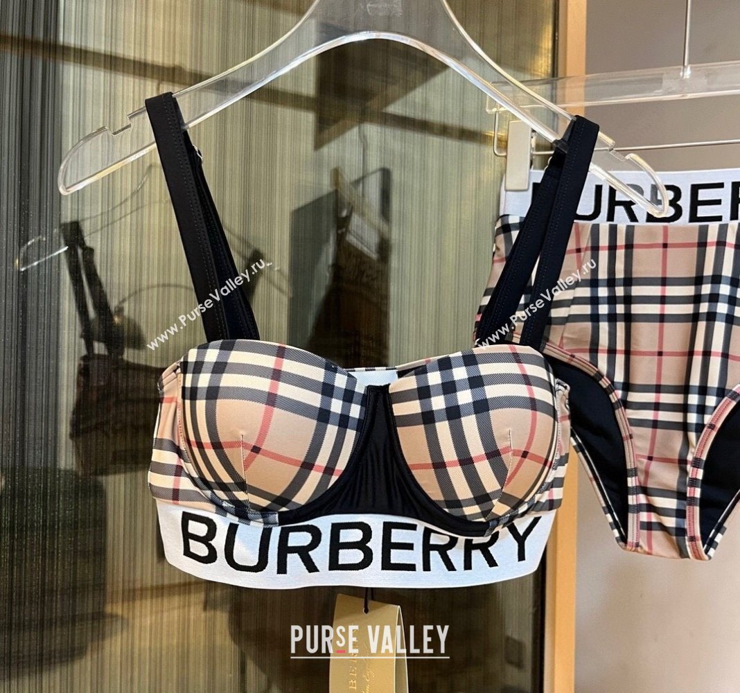 Burberry Two Pieces Check Swimwear Beige 2024 030601 (XMN-240306048)