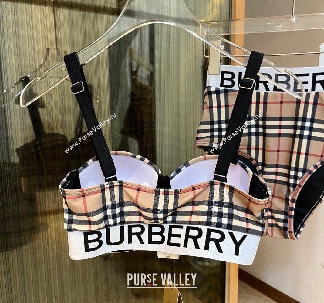 Burberry Two Pieces Check Swimwear Beige 2024 030601 (XMN-240306048)