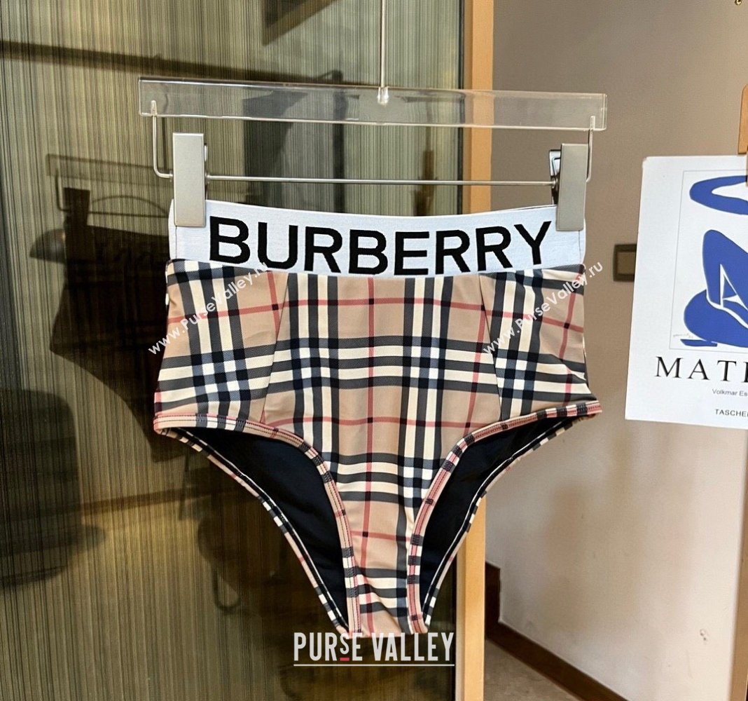 Burberry Two Pieces Check Swimwear Beige 2024 030601 (XMN-240306048)