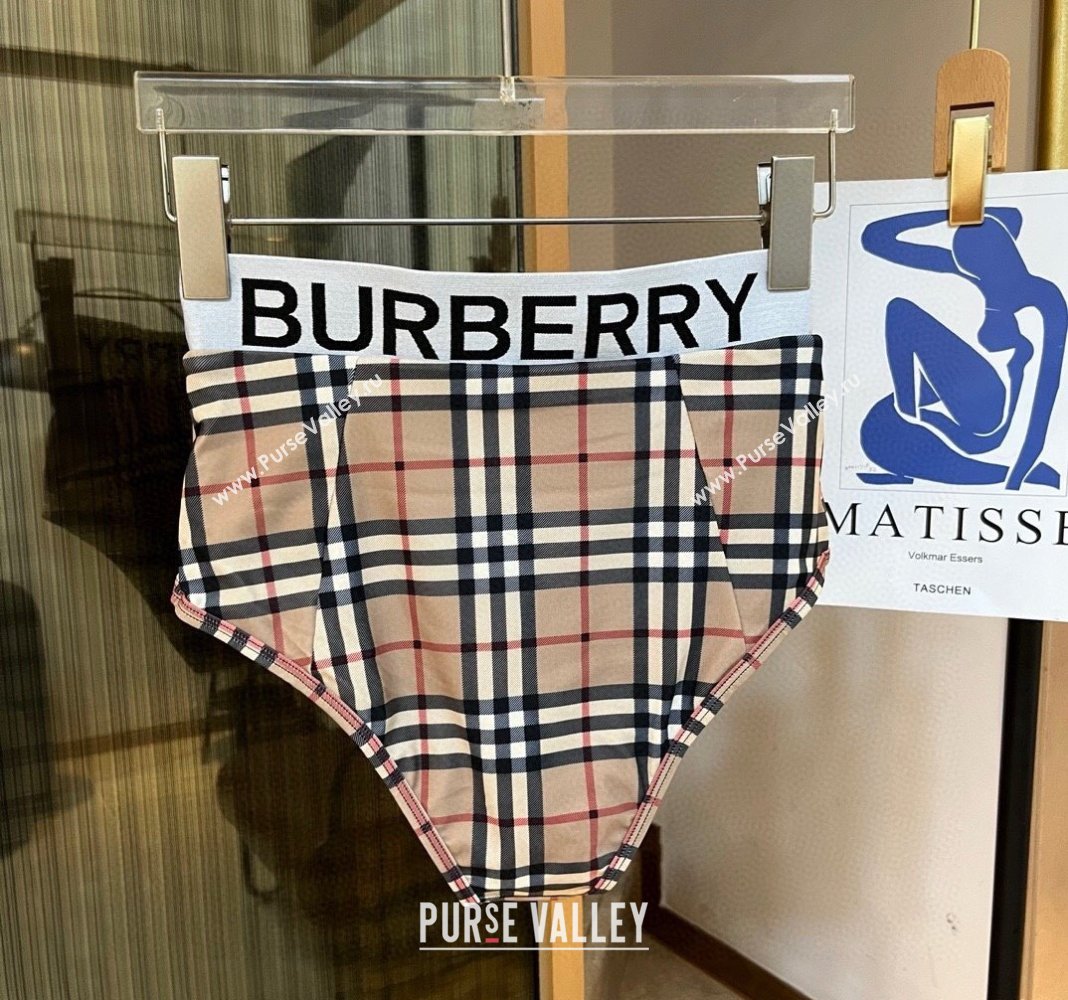 Burberry Two Pieces Check Swimwear Beige 2024 030601 (XMN-240306048)