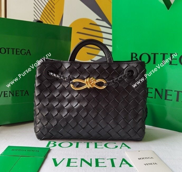 Bottega Veneta Small Andiamo Top Handle Bag in Intrecciato Leather Black/Gold 2025 743568 (WT-250205016)