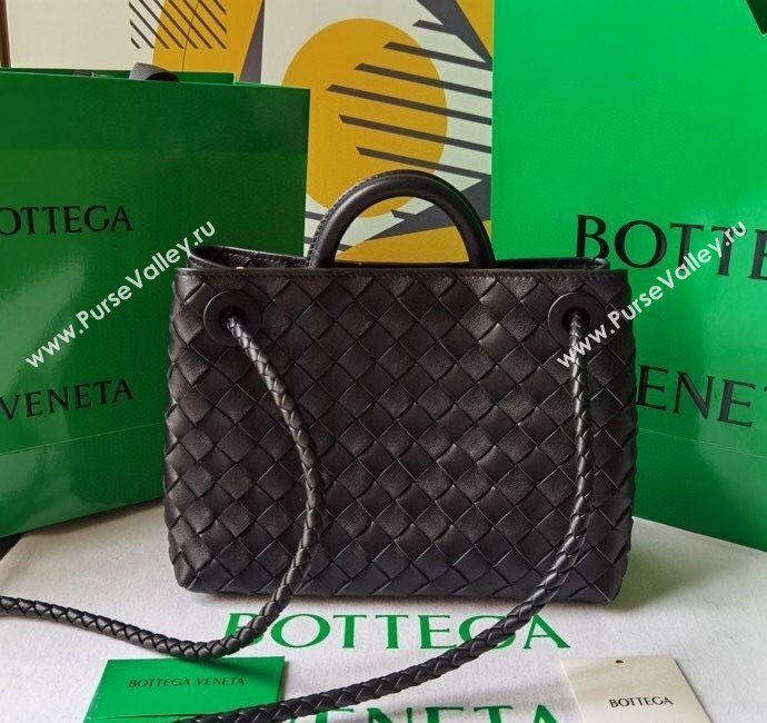 Bottega Veneta Small Andiamo Top Handle Bag in Intrecciato Leather Black/Gold 2025 743568 (WT-250205016)